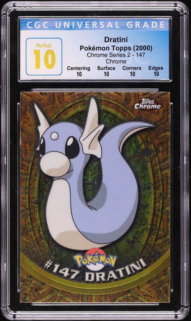 2000 Pokémon Topps Chrome Series 2 Chrome Dratini #147 CGC 10 PERFECT