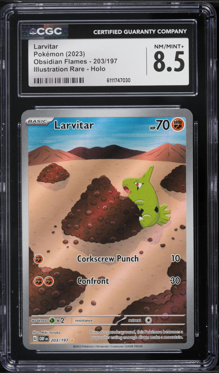 2023 Pokemon Scarlet & Violet Obsidian Flames IR Larvitar #203 CGC 8.5 NM-MT+