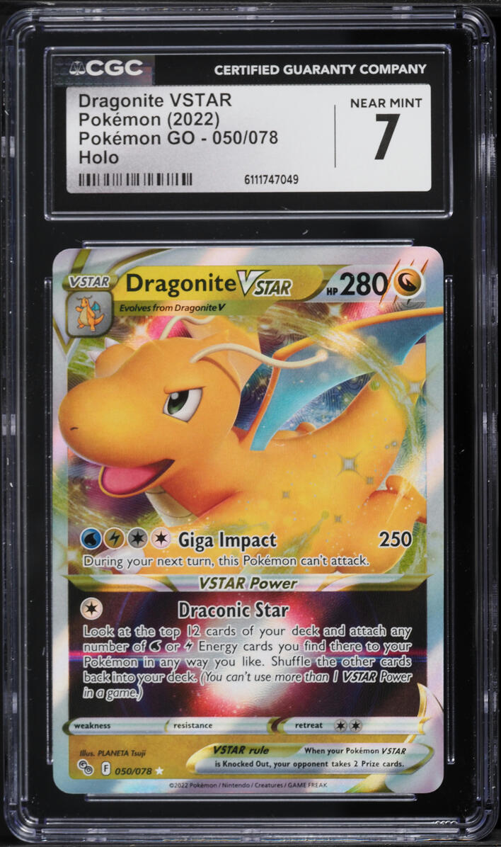 2022 Pokemon Sword & Shield Pokemon GO Holo Dragonite VSTAR #50 CGC 7 NRMT