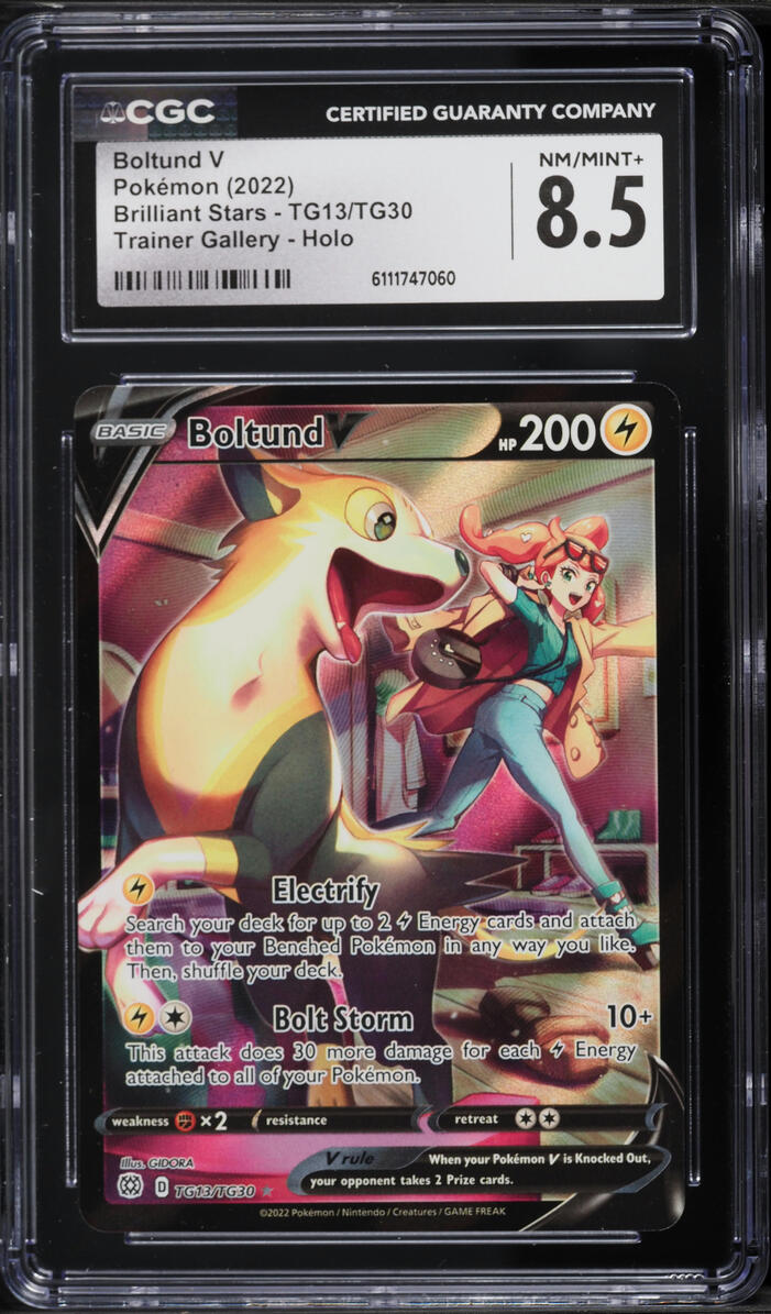 2022 Pokemon Sword & Shield Brilliant Stars CHR Boltund V #TG13 CGC 8.5 NM-MT+