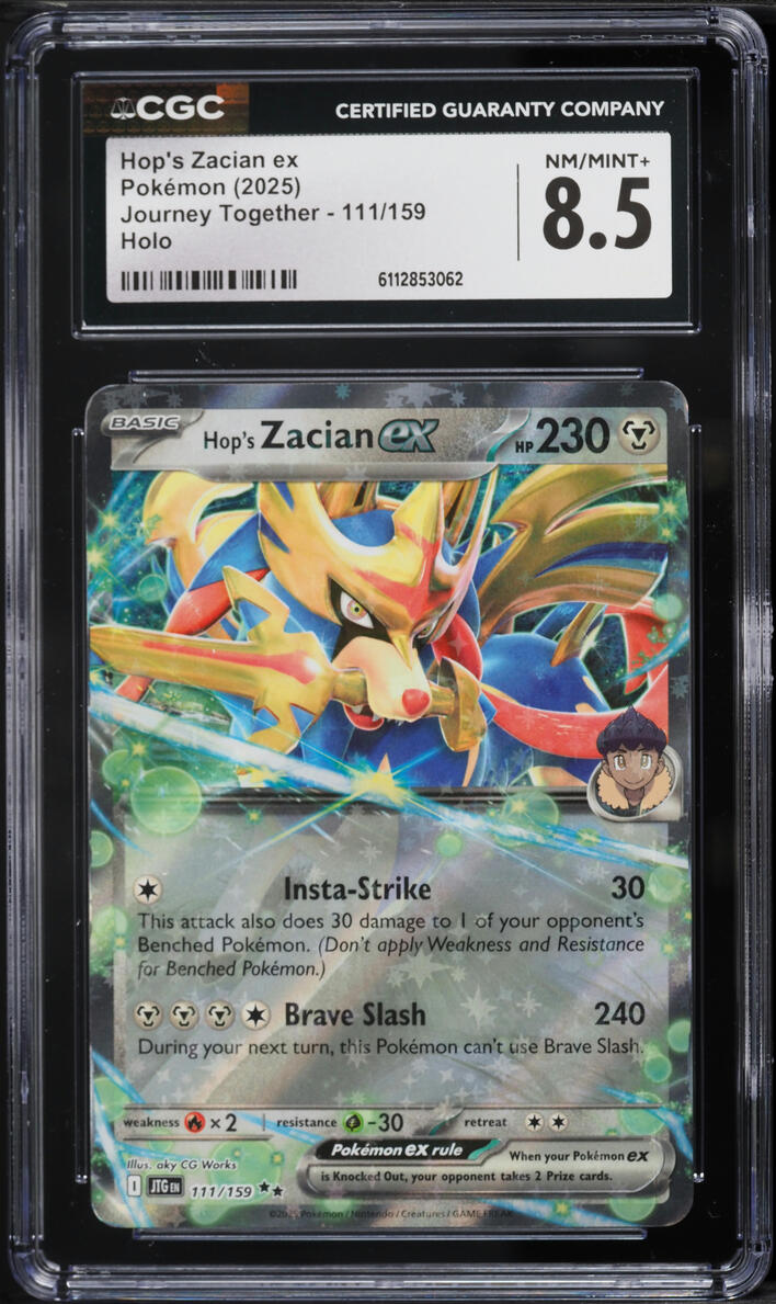 2025 Pokemon Scarlet & Violet Journey Together Holo Hop's Zacian ex #111 CGC 8.5 NM-MT+