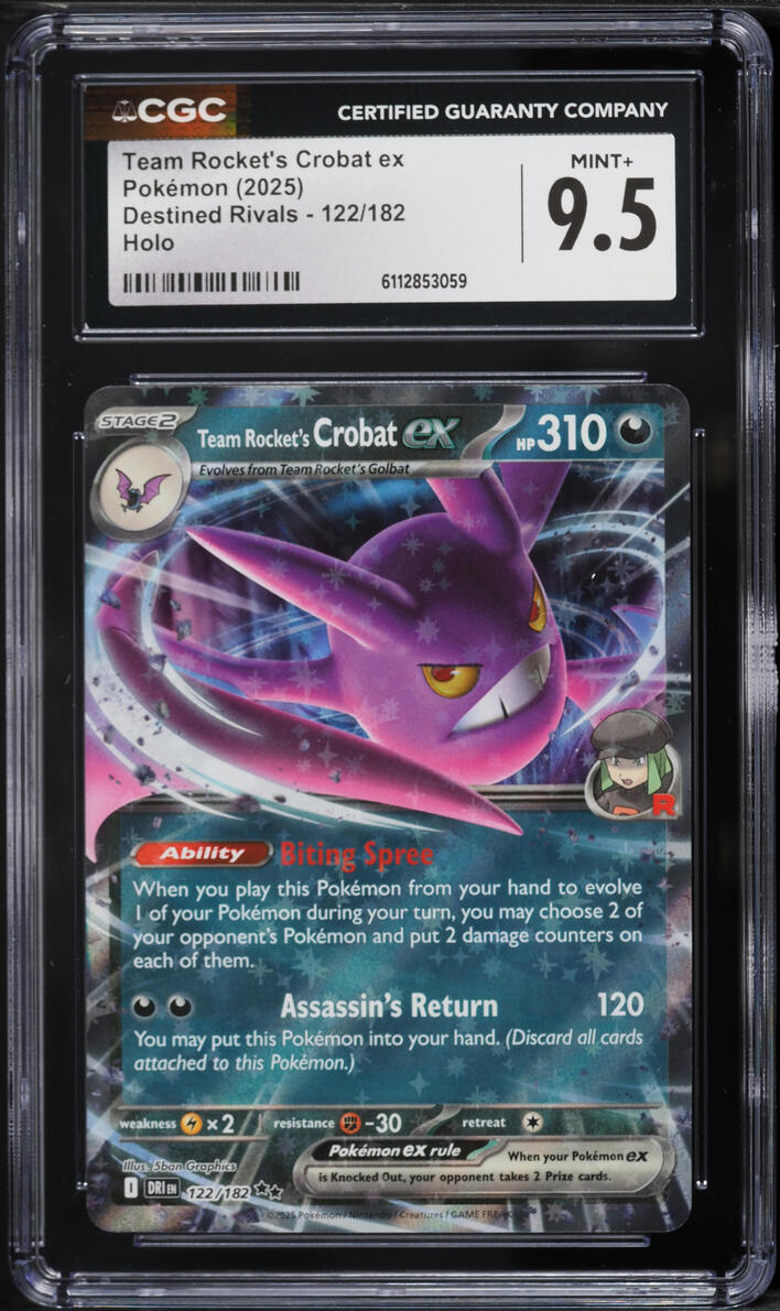 2025 Pokemon Scarlet & Violet Destined Rivals Holo Team Rocket's Crobat ex #122 CGC 9.5 MINT+