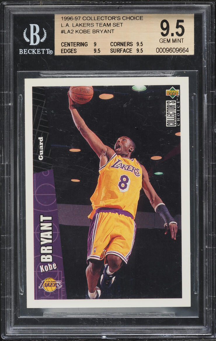 1996 Collector's Choice Lakers Team Set Kobe Bryant ROOKIE #LA2 BGS 9.5 GEM MINT