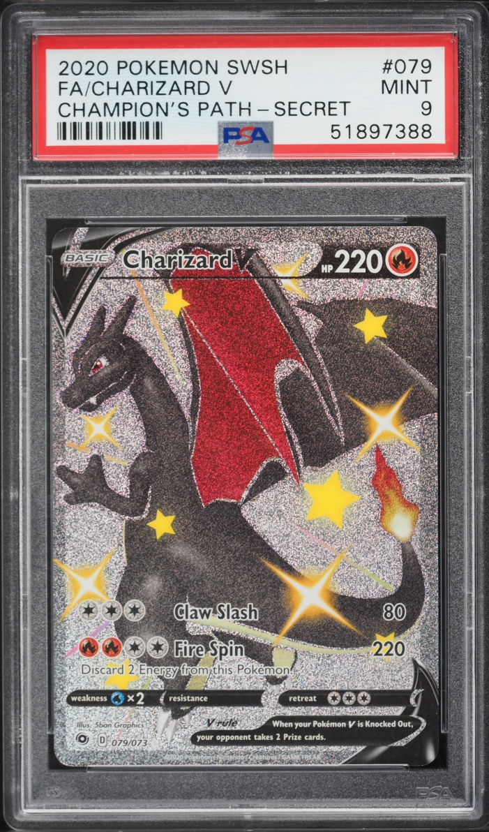 2020 Pokemon Sword & Shield Champion's Path Full Art Shiny Charizard V #79 PSA 9 MINT