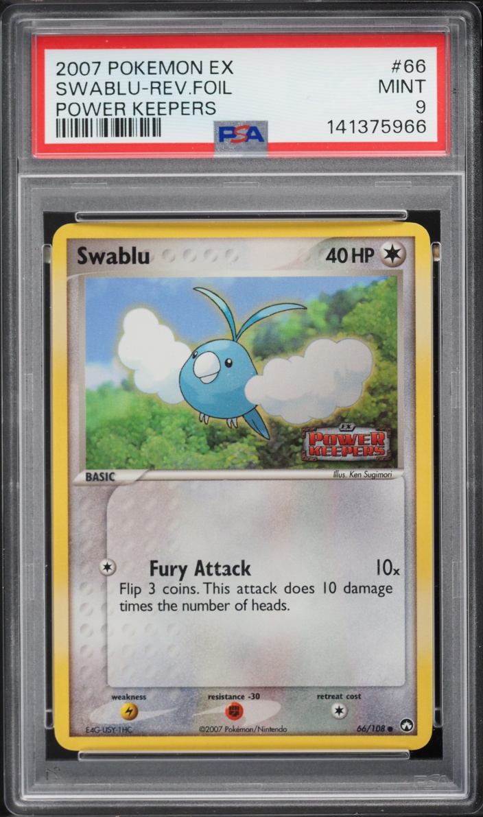 2007 Pokemon EX Power Keepers Reverse Holo Swablu #66 PSA 9 MINT