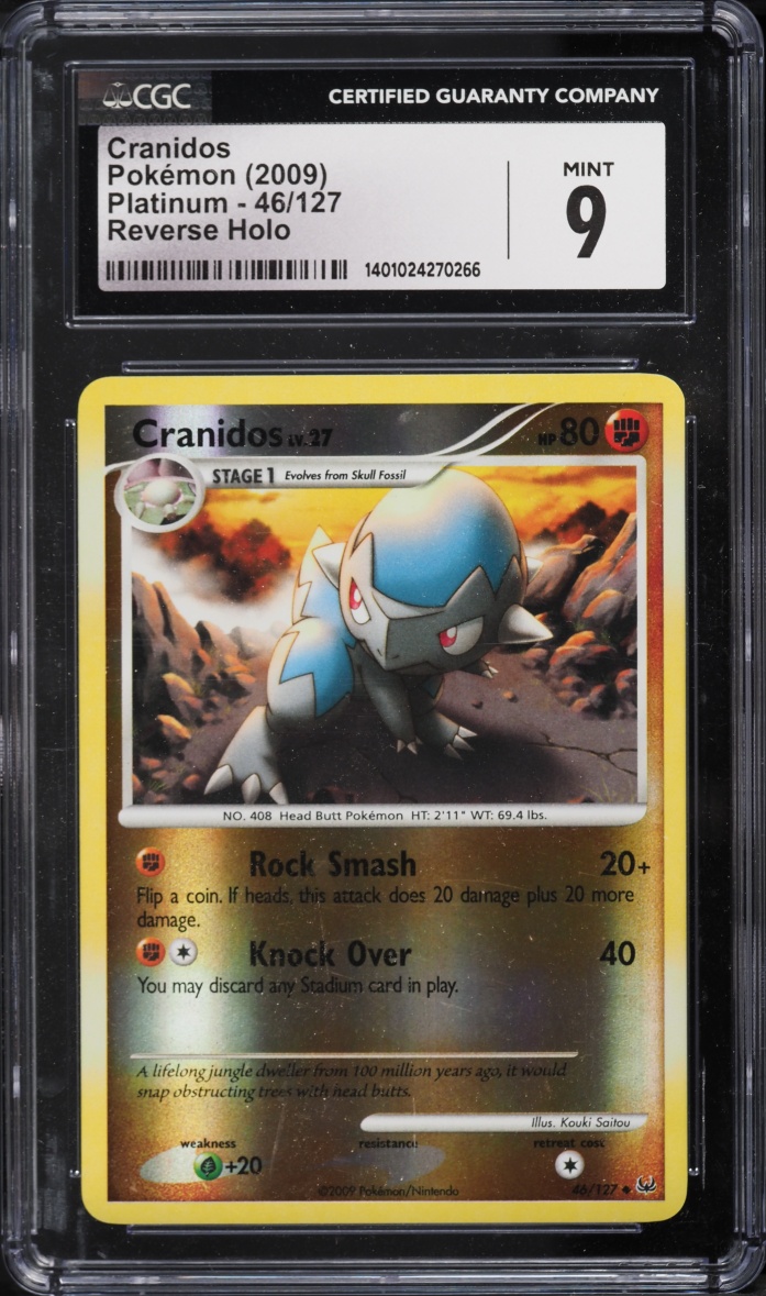 2009 Pokemon Platinum Reverse Holo Cranidos #46 CGC 9 MINT