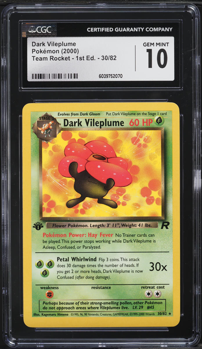 2000 Pokemon Team Rocket 1st Edition Dark Vileplume #30 CGC 10 GEM MINT