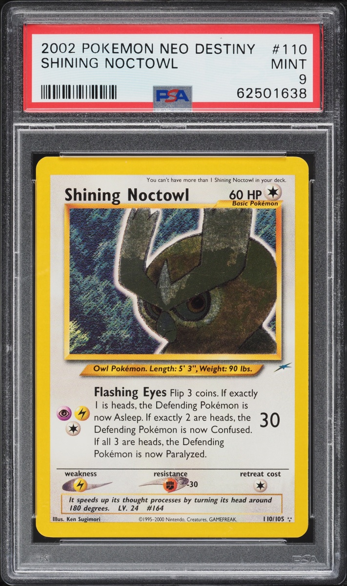 2002 Pokemon Neo Destiny Holo Shining Noctowl #110 PSA 9 MINT