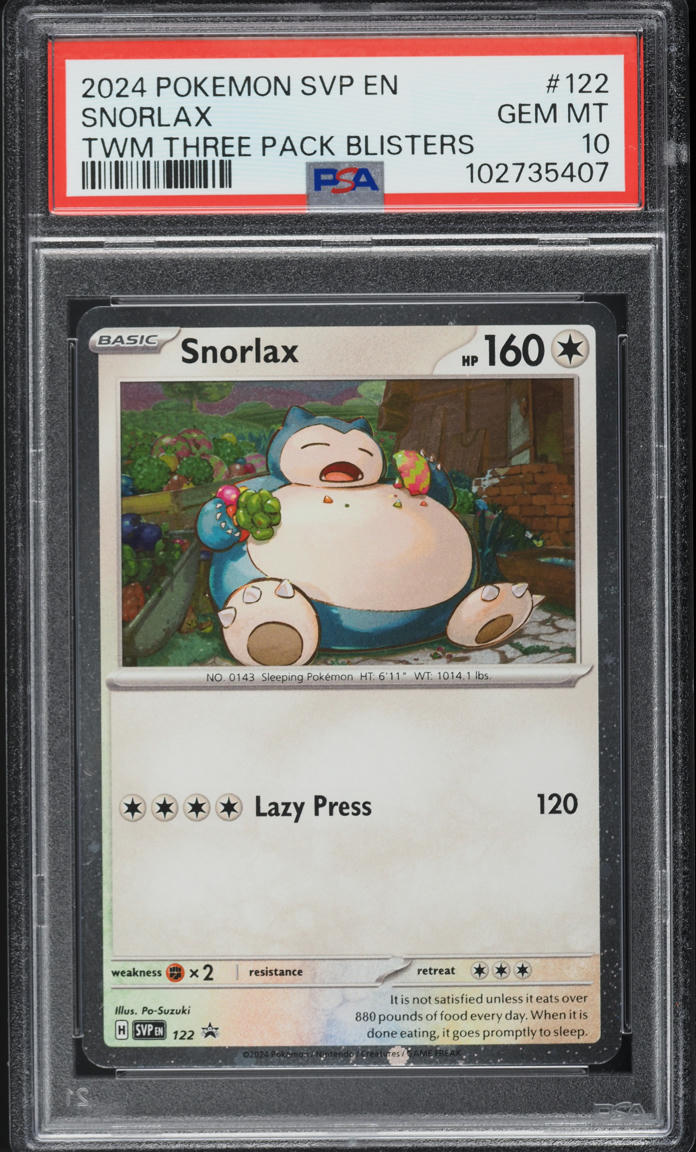 2024 Pokemon SV Black Star Promo Three Pack Cosmos Snorlax #122 PSA 10 GEM MINT - Main Image