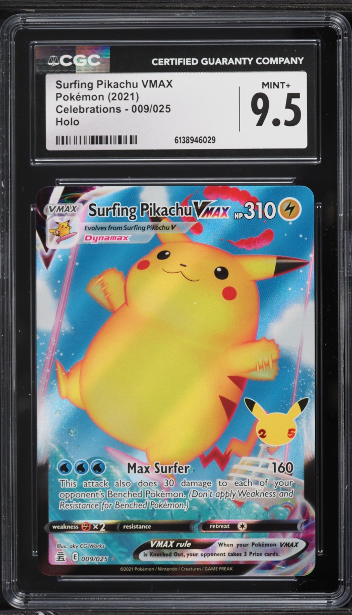 2021 Pokemon Sword & Shield Celebrations Full Art Surfing Pikachu VMAX #9 CGC 9.5 MINT+
