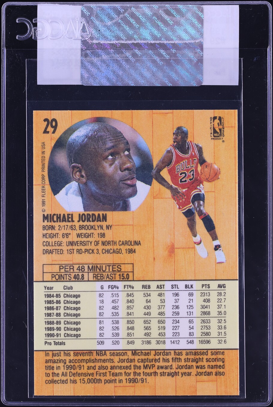 1991 Fleer Basketball Michael Jordan #29 CGC AUTH
