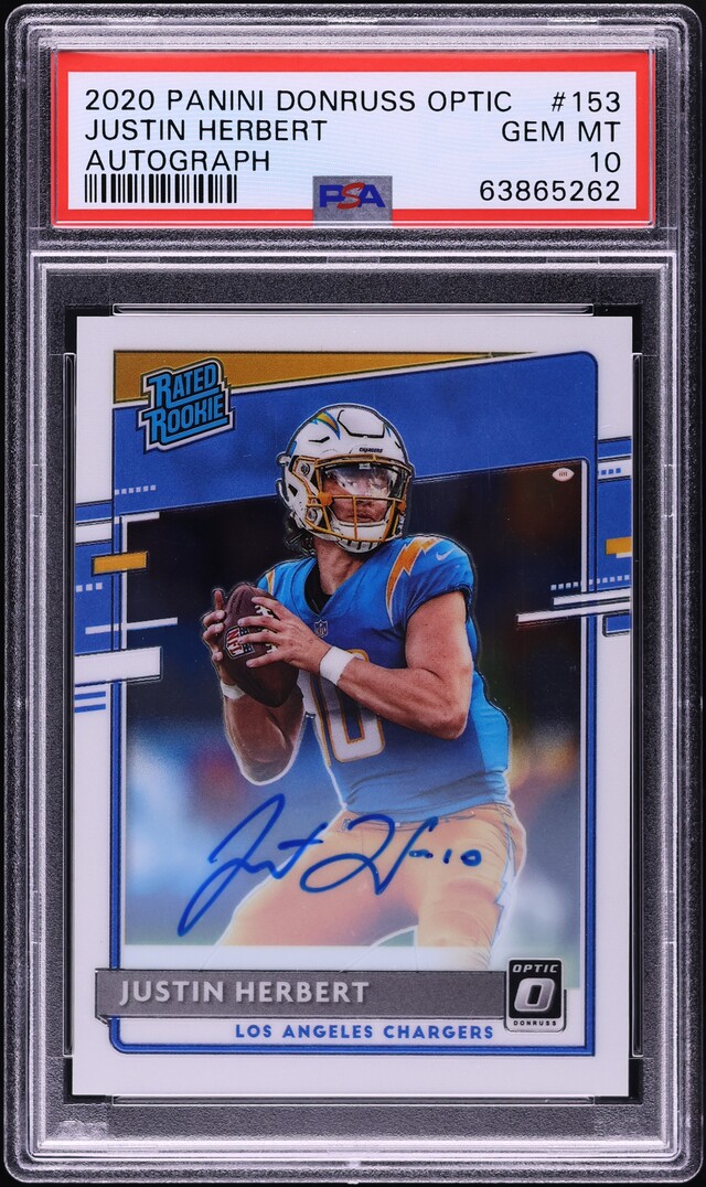 2020 Donruss Optic Justin Herbert ROOKIE AUTO /150 #153 PSA 10 GEM MINT