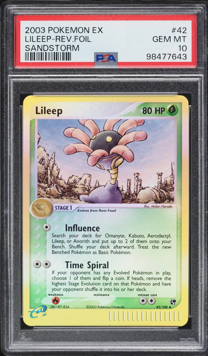 2003 Pokemon EX Sandstorm Reverse Holo Lileep #42 PSA 10 GEM MINT