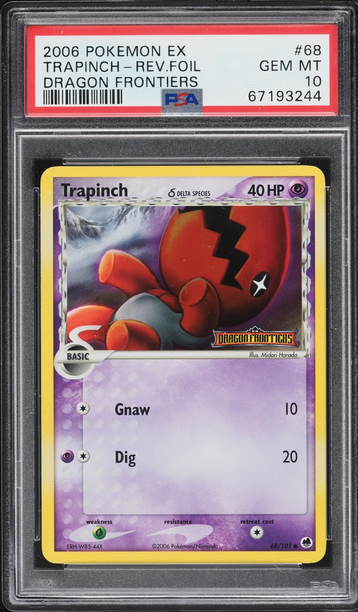 2006 Pokemon EX Dragon Frontiers Reverse Holo Trapinch #68 PSA 10 GEM MINT