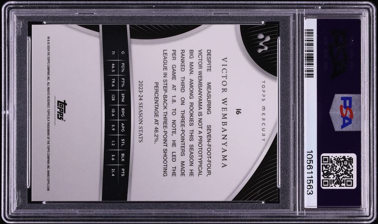 2023 Topps Mercury Victor Wembanyama ROOKIE #16 PSA 10 GEM MINT