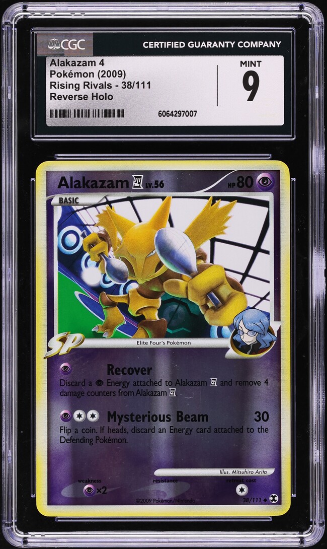 2009 Pokemon Platinum Rising Rivals Reverse Holo Alakazam 4 #38 CGC 9 MINT