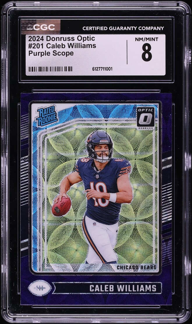 2024 Donruss Optic Purple Scope Caleb Williams ROOKIE #201 CGC 8 NM-MT