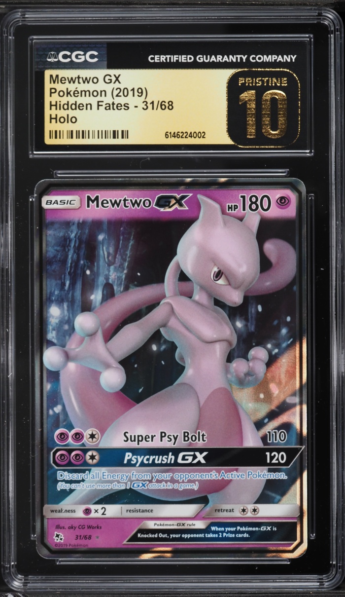 2019 Pokemon Sun & Moon Hidden Fates Mewtwo GX #31 CGC 10 PRISTINE