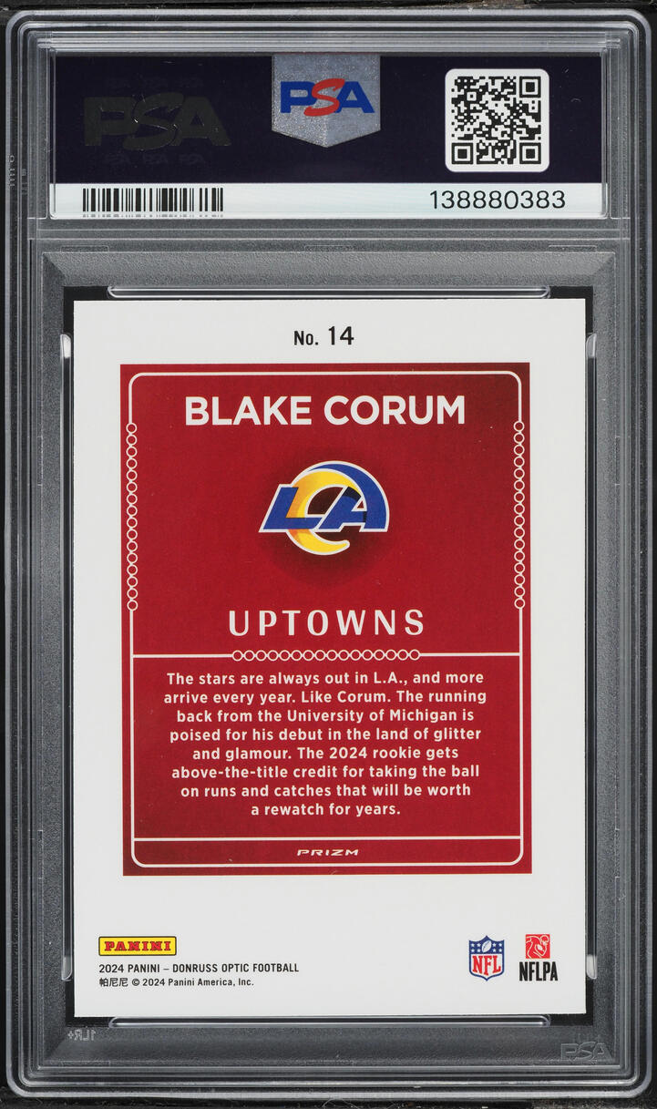 2024 Donruss Optic Uptowns Blake Corum ROOKIE #14 PSA 10 GEM MINT