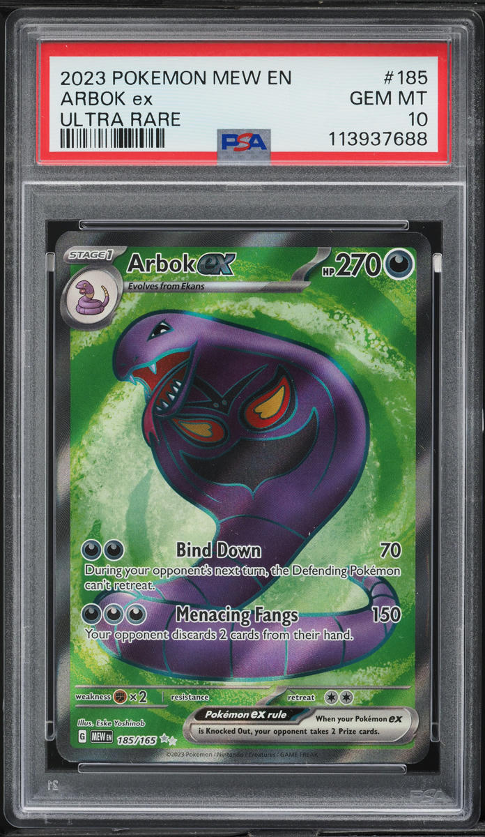 2023 Pokemon Scarlet & Violet 151 Full Art Arbok ex #185 PSA 10 GEM MINT