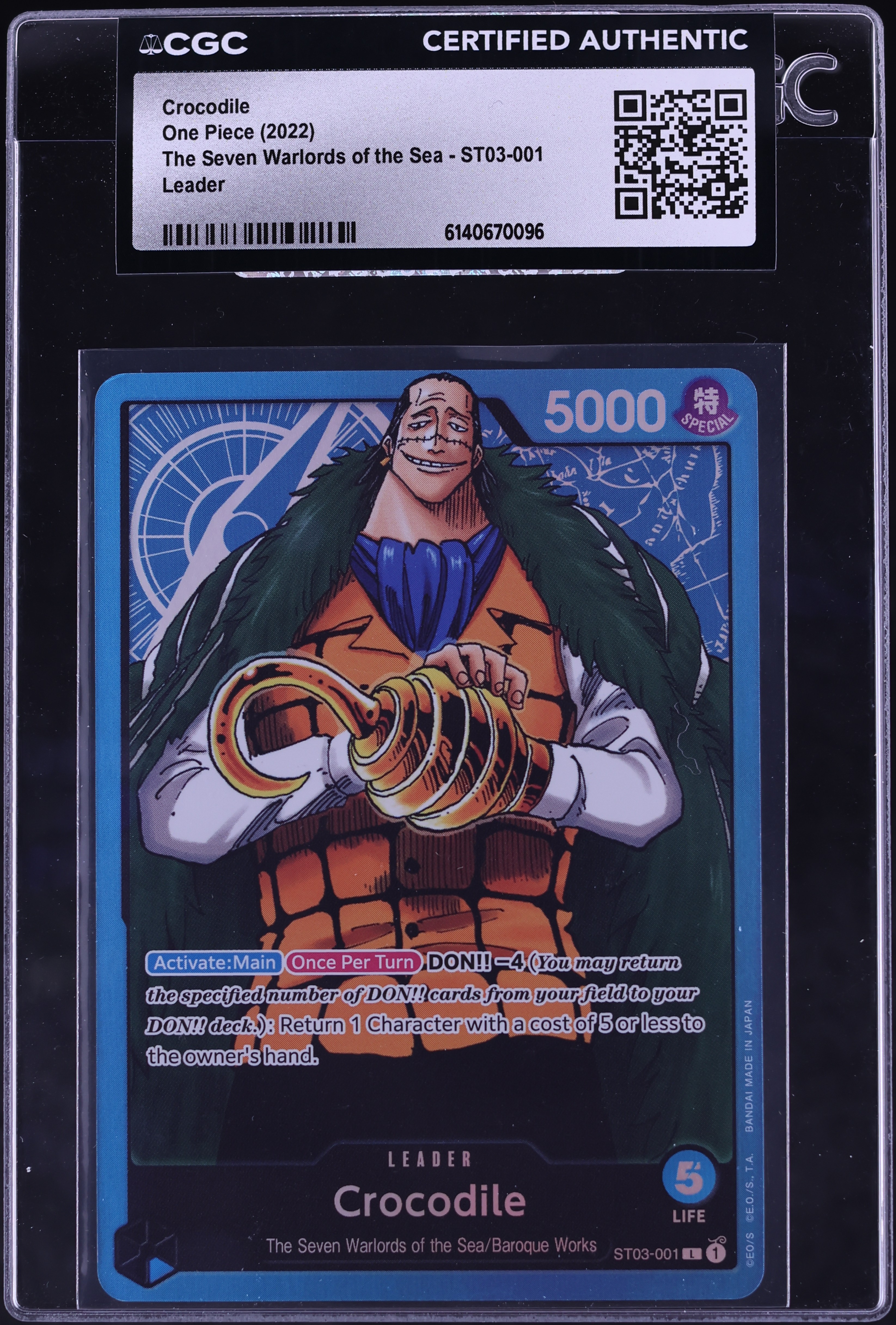 2022 One Piece The Seven Warlords Of The Sea Leader Crocodile #ST03-001 CGC AUTH