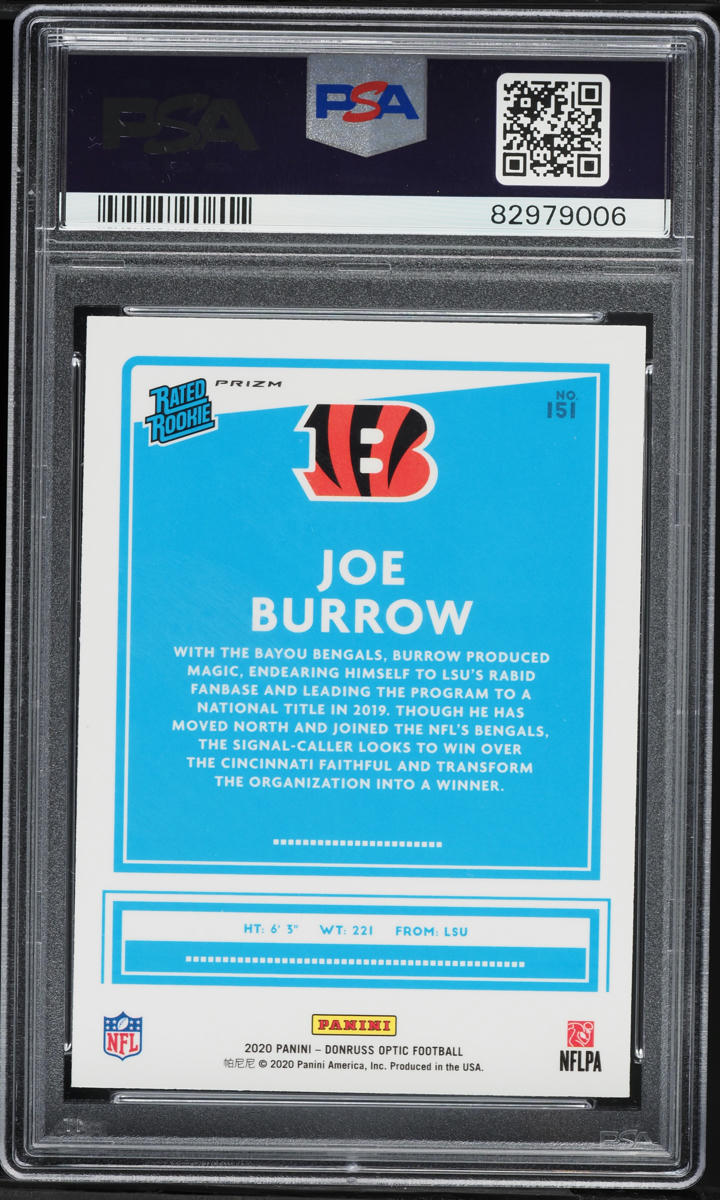 2020 Donruss Optic Blue Hyper Joe Burrow ROOKIE #151 PSA 10 GEM MINT