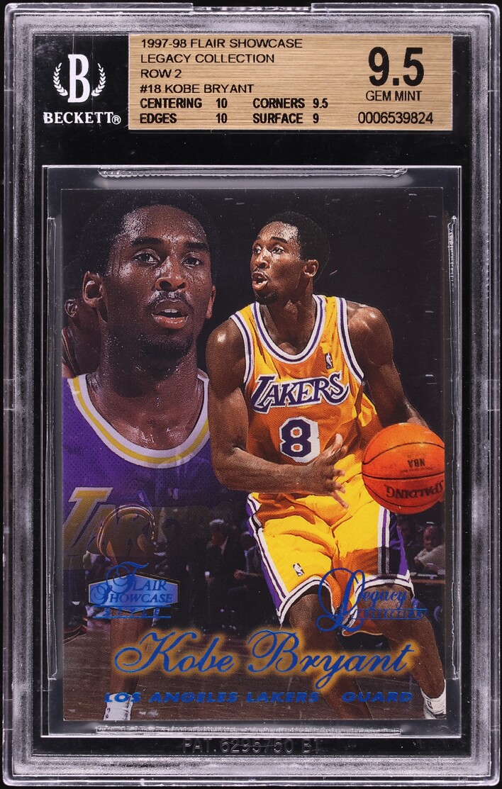 1997 Flair Showcase Legacy Collection Row 2 Kobe Bryant /100 #18 BGS 9.5 GEM MINT