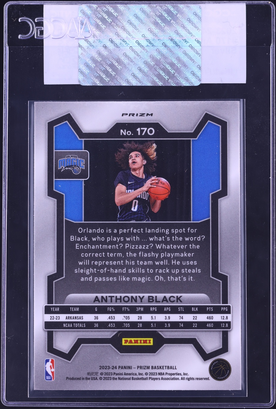 2023 Panini Prizm Silver Anthony Black ROOKIE #170 CGC AUTH