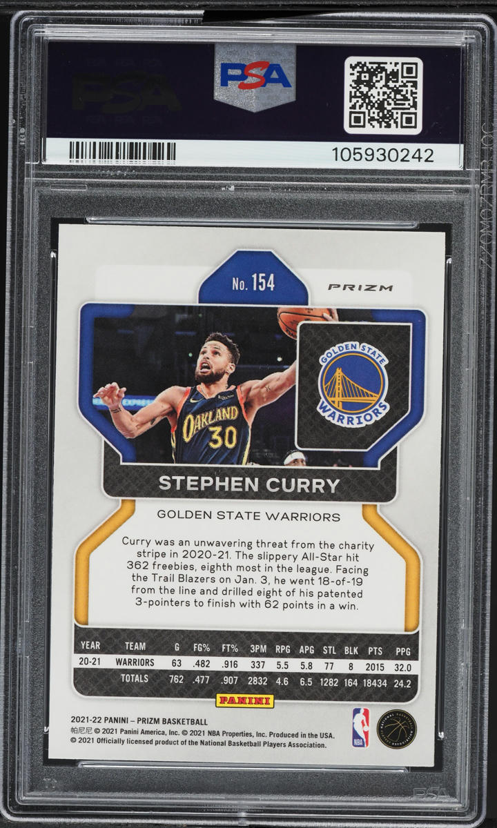 2021 Panini Prizm Red White Blue Stephen Curry #154 PSA 9 MINT