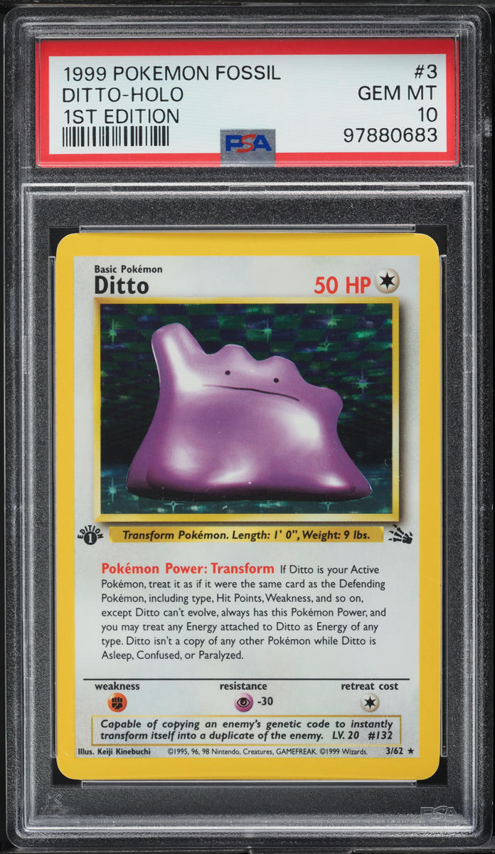 1999 Pokemon Fossil 1st Edition Holo Ditto #3 PSA 10 GEM MINT