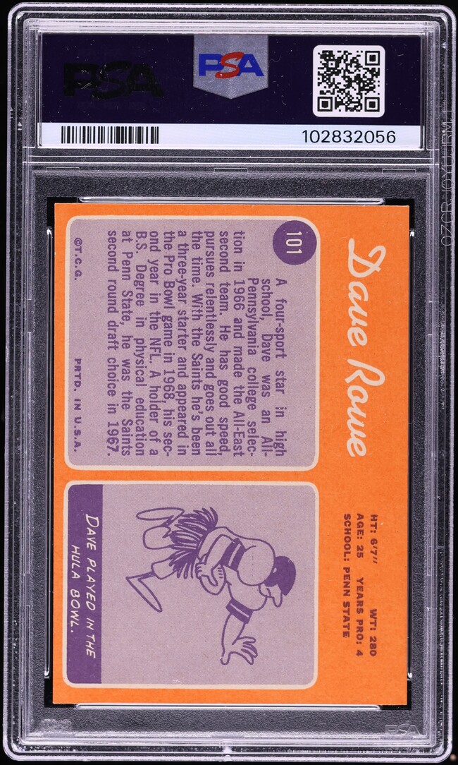 1970 Topps Football Dave Rowe #101 PSA 6 EXMT