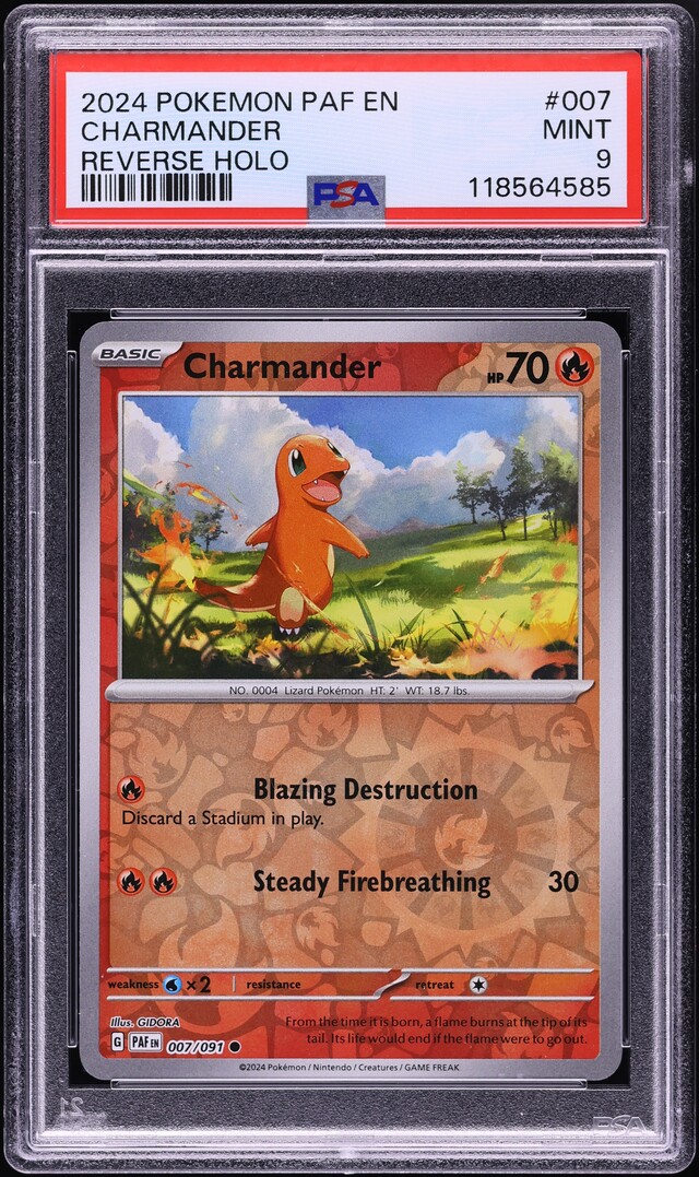 2024 Pokemon SV Paldean Fates Reverse Holo Charmander #7 PSA 9 MINT