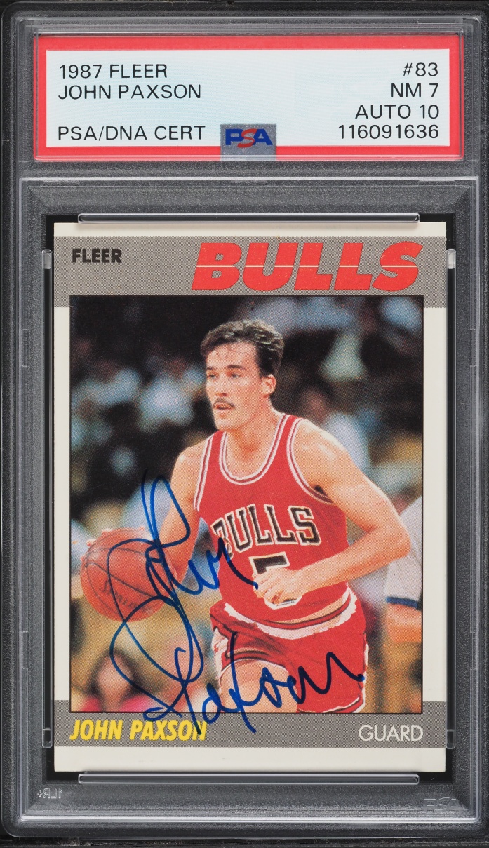 1987 Fleer Basketball John Paxson AUTO DNA 10 #83 PSA 7 NRMT