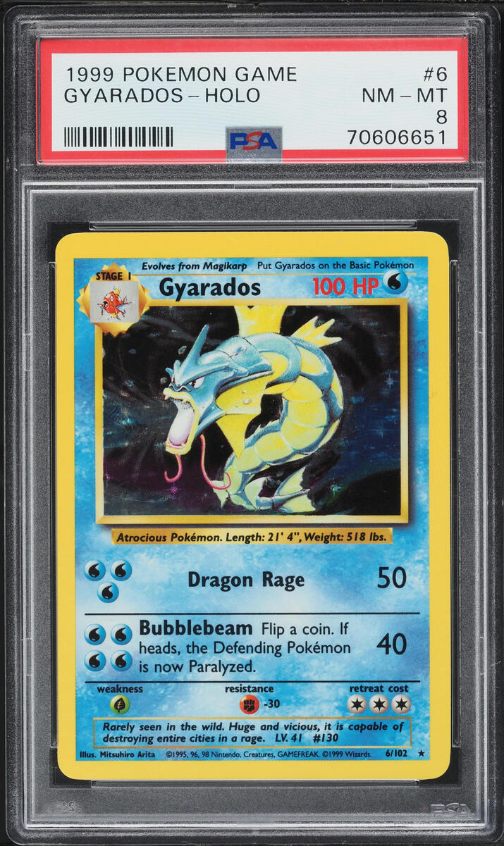 1999 Pokemon Base Set Holo Gyarados #6 PSA 8 NM-MT