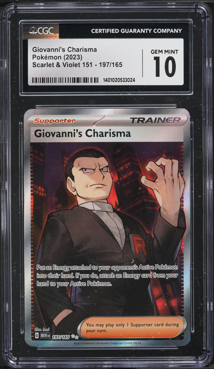 2023 Pokemon Scarlet & Violet 151 Full Art Giovanni's Charisma #197 CGC 10 GEM