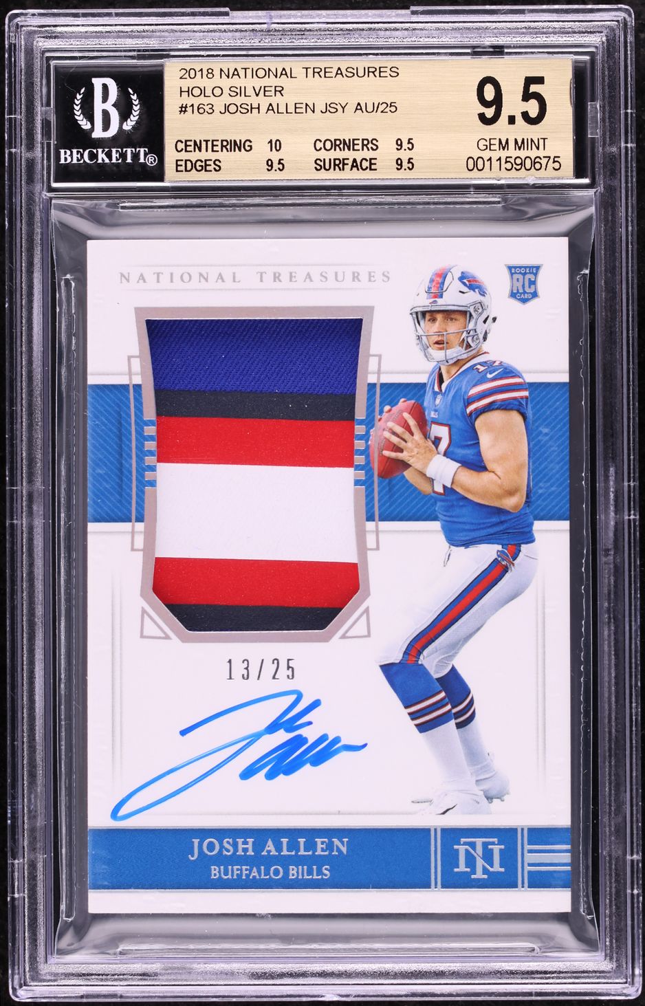 2018 National Treasures Holo Silver Josh Allen ROOKIE PATCH AUTO /25 ...