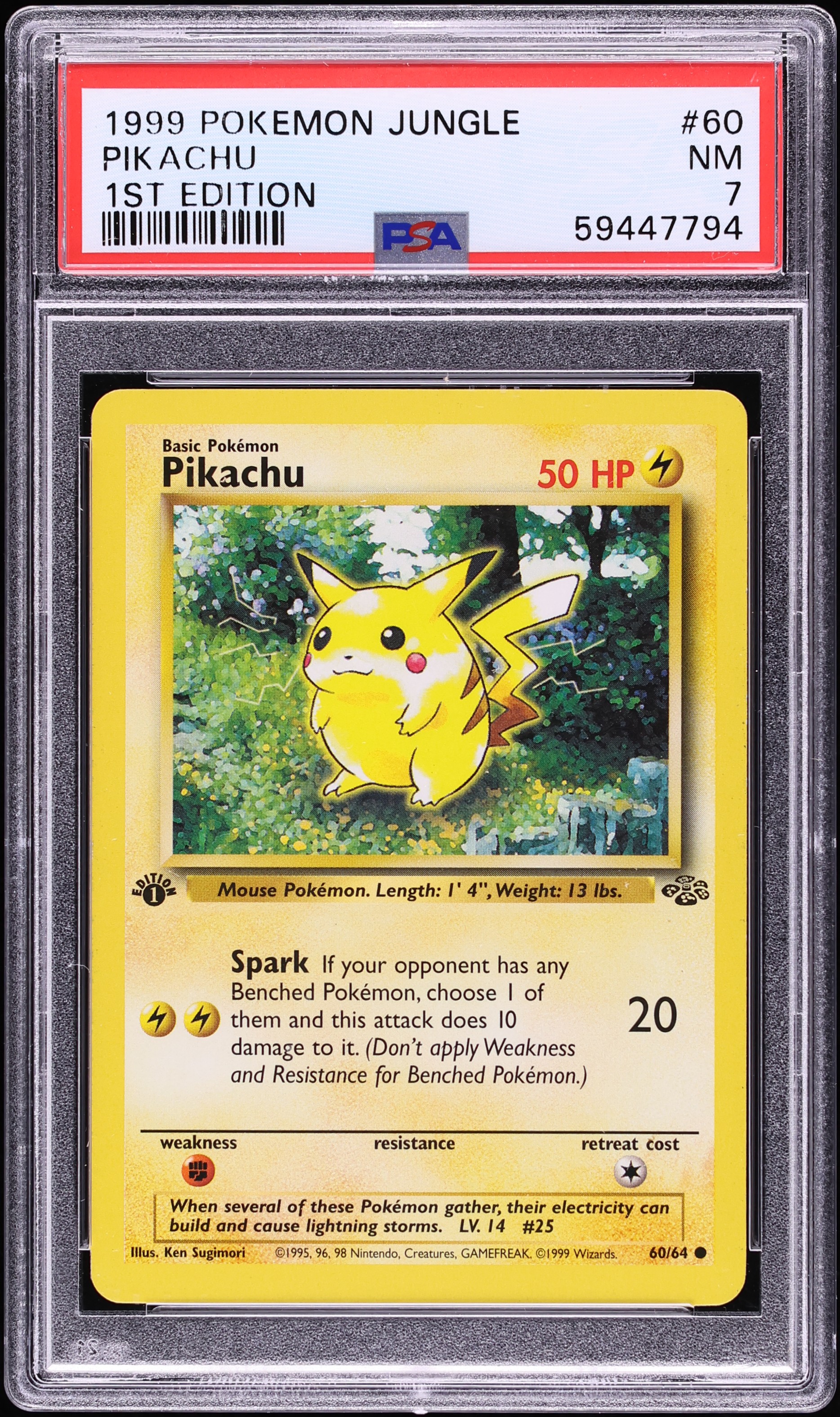 1999 Pokemon Jungle 1st Edition Pikachu #60 PSA 7 NRMT