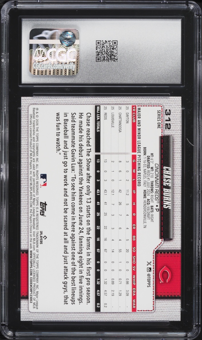 2026 Topps Celebration Mega Box Confetti Chase Burns ROOKIE #312 CGC 10 GEM MINT