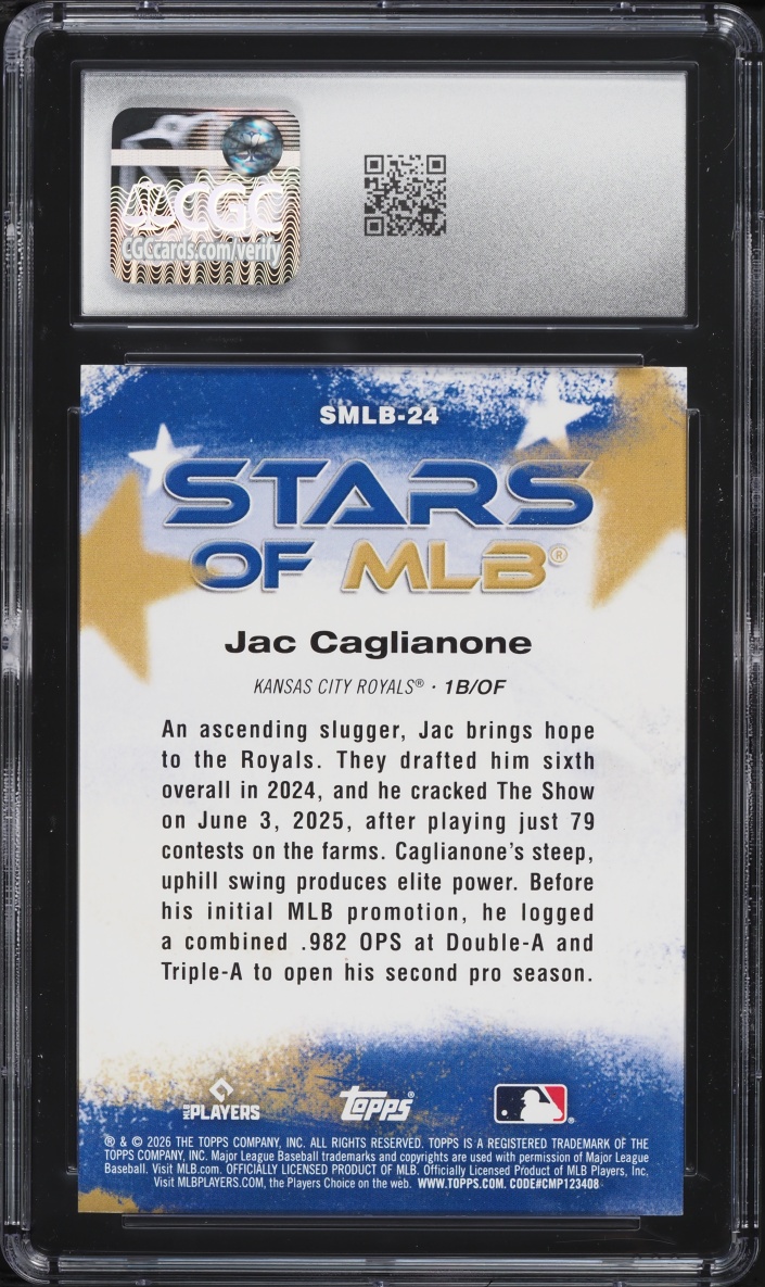 2026 Topps Stars Of MLB Jac Caglianone ROOKIE #SMLB-24 CGC 10 GEM MINT