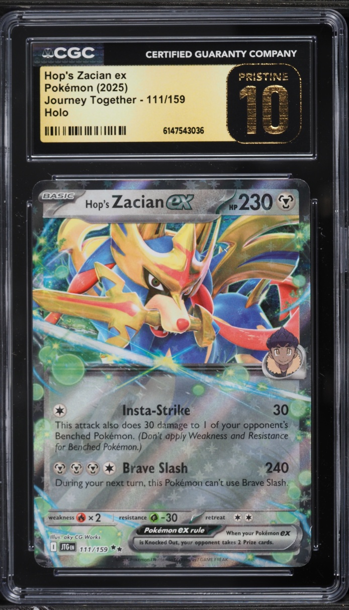 2025 Pokemon Scarlet & Violet Journey Together Holo Hop's Zacian EX #111 CGC 10 PRISTINE
