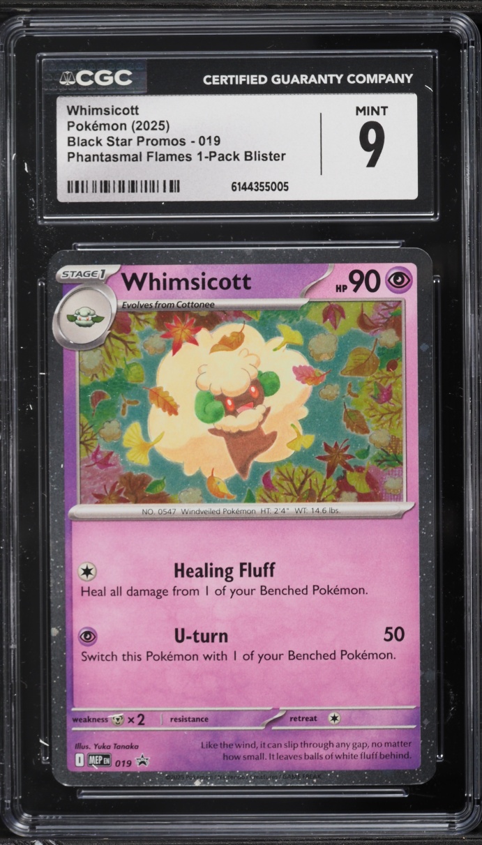 2025 Pokemon Scarlet & Violet Promo Phantasmal Flames 1 Pack Blister Whimsicott #019 CGC 9 MINT