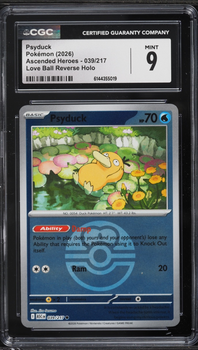2026 Pokemon Mega Evolution Ascended Heroes Love Ball Reverse Holo Psyduck #39 CGC 9 MINT