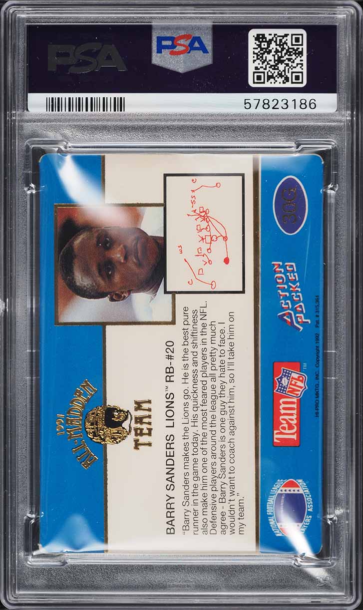 1991 Action Packed All-Madden 24kt Gold Barry Sanders #30G PSA 7 NRMT