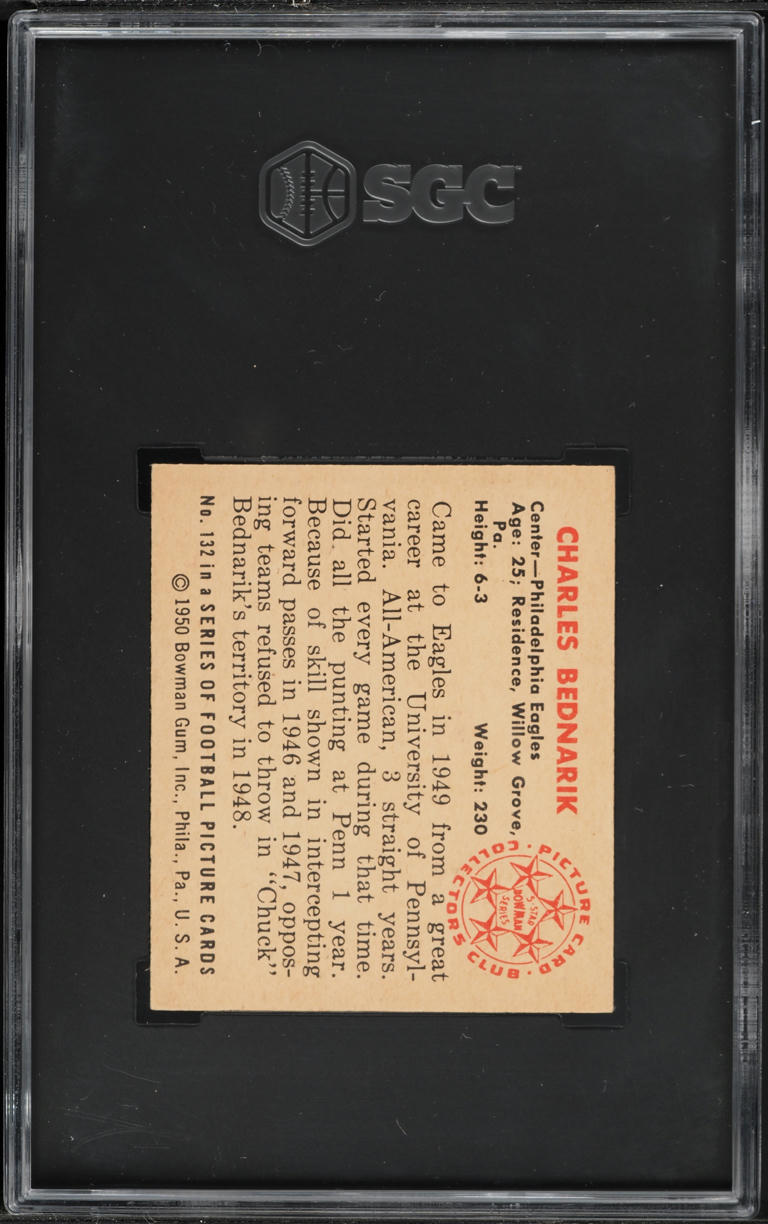 1950 Bowman Football Charles Bednarik #132 SGC AUTH