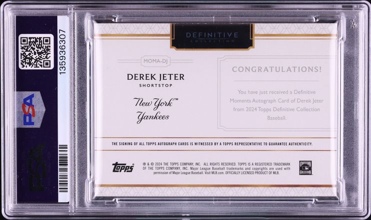 2024 Topps Definitive Collection Moments Inscription Derek Jeter AUTO 1/10 #MOMA-DJ PSA 7 NRMT - Photo 2