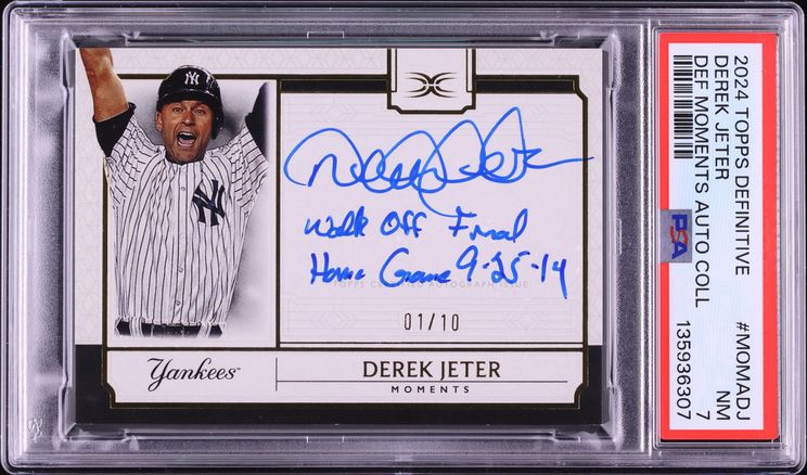 2024 Topps Definitive Collection Moments Inscription Derek Jeter AUTO 1/10 #MOMA-DJ PSA 7 NRMT