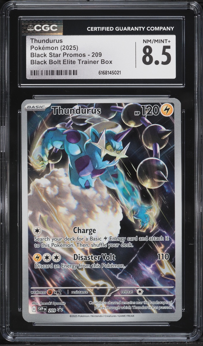 2025 Pokemon Scarlet & Violet Promo Black Bolt ETB Full Art Thundurus #209 CGC 8.5 NM-MT+