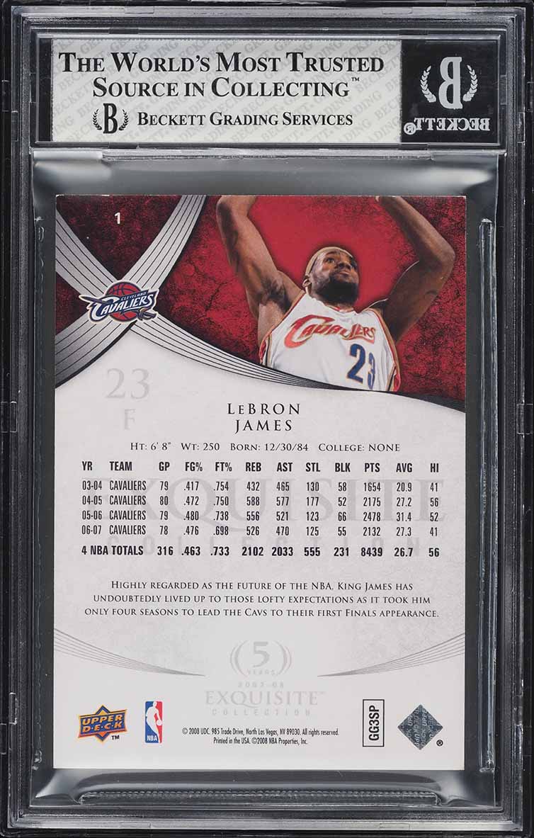 2007 Exquisite Collection LeBron James /225 #1 BGS 8 NM-MT