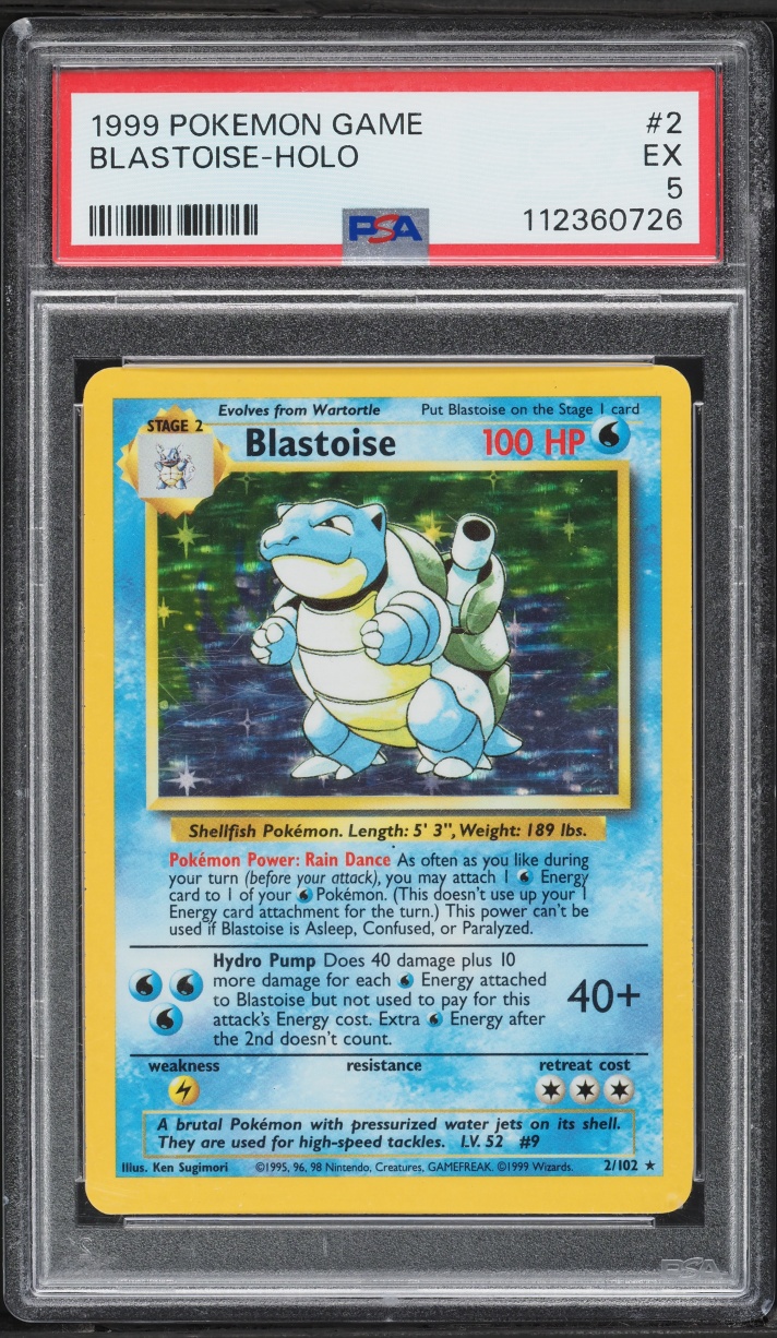 1999 Pokemon Base Set Holo Blastoise #2 PSA 5 EX