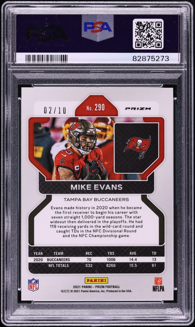 2021 Panini Prizm Gold Mike Evans /10 #290 PSA 9 MINT - Photo 2